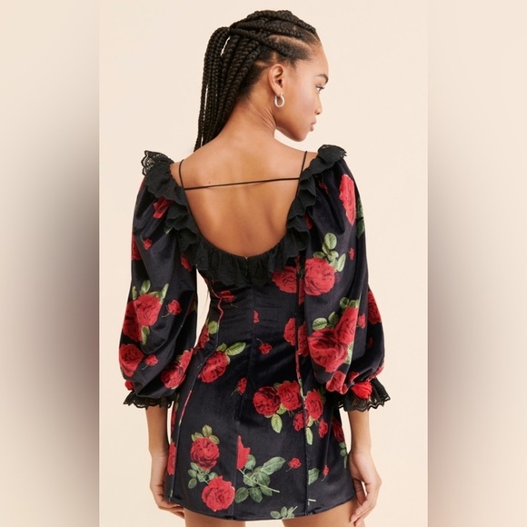For Love & Lemons Yara Printed Velvet Mini Dress NWT Size Small - Picture 2 of 3